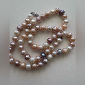 Imperial pearls by Josh Bazar, 24” Pastels, freshwater cultured, 925 sterling